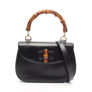 Gucci Bamboo Handbag Leather Black